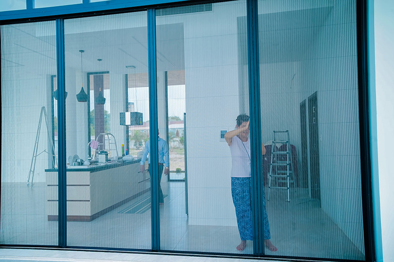 Cửa đi chống muỗi lưới xếp không ray