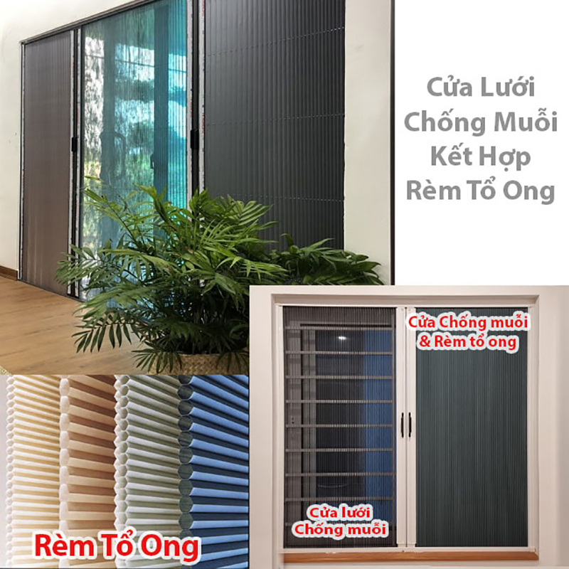 7-cửa lưới chống muỗi kết hợp rèm tổ ong